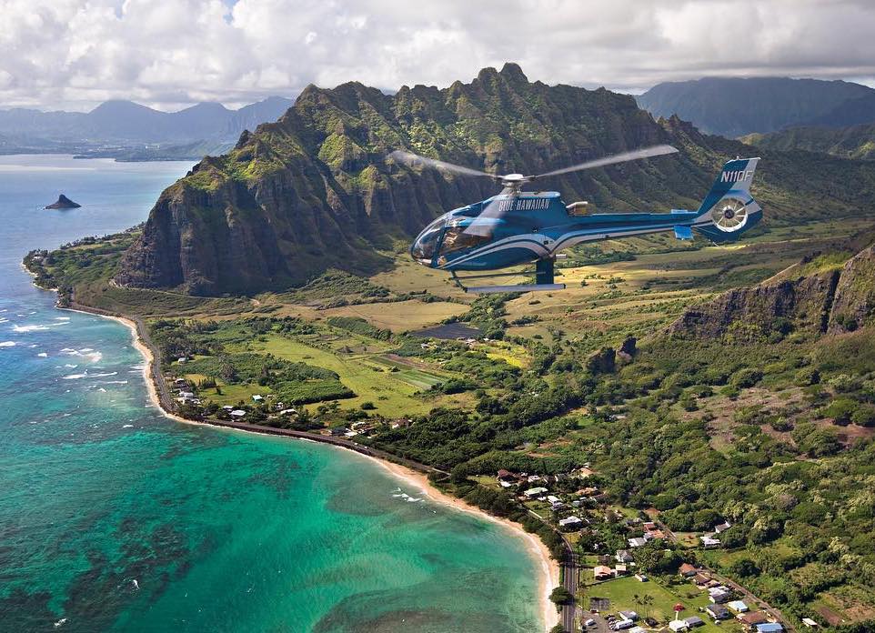 Helicopter Flight Over Active Volcano