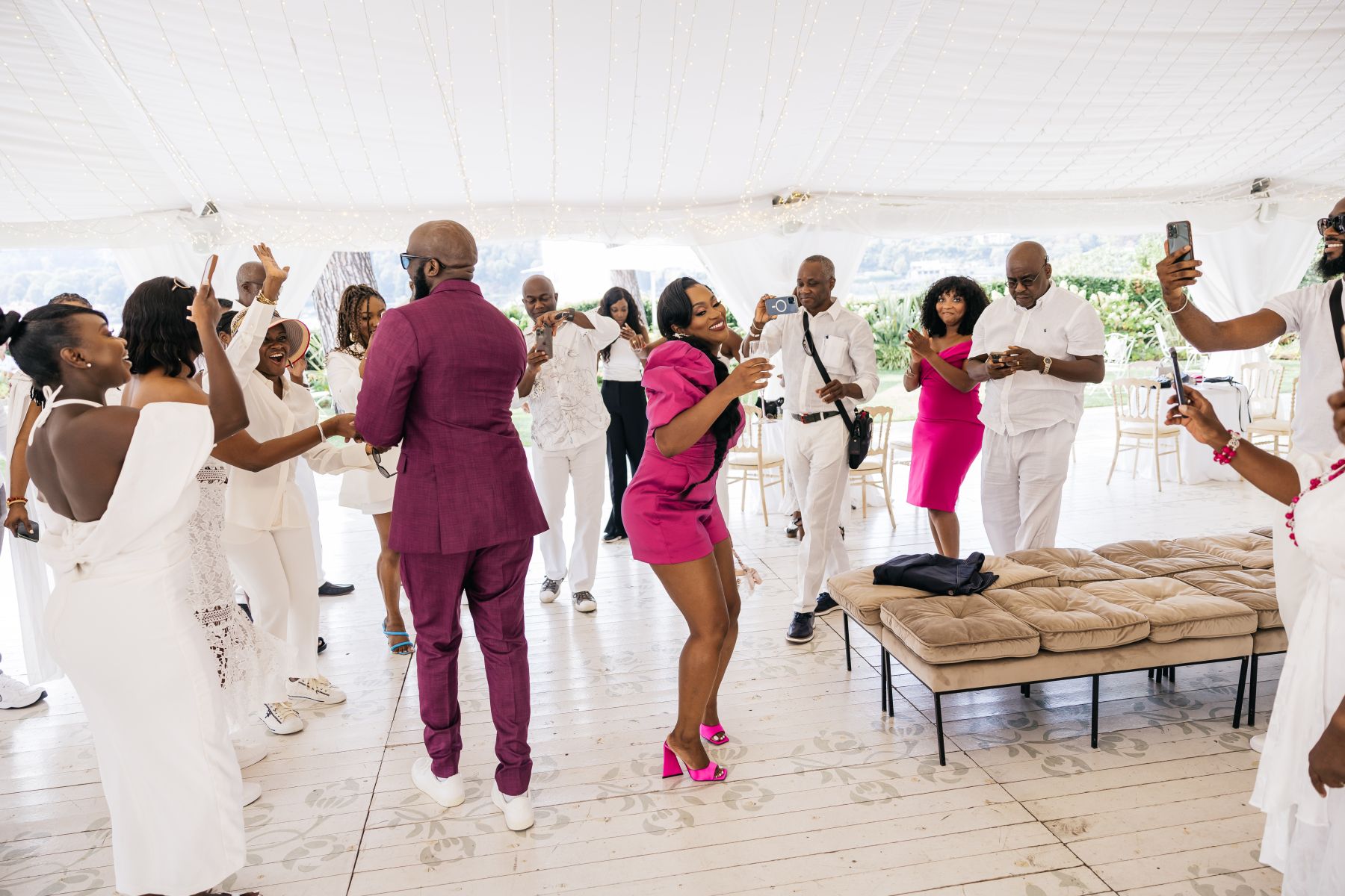 Blossoming Love by the Lake: Sade and Afam's Dreamy Celebration at Villa Erba and Villa Gastel photo