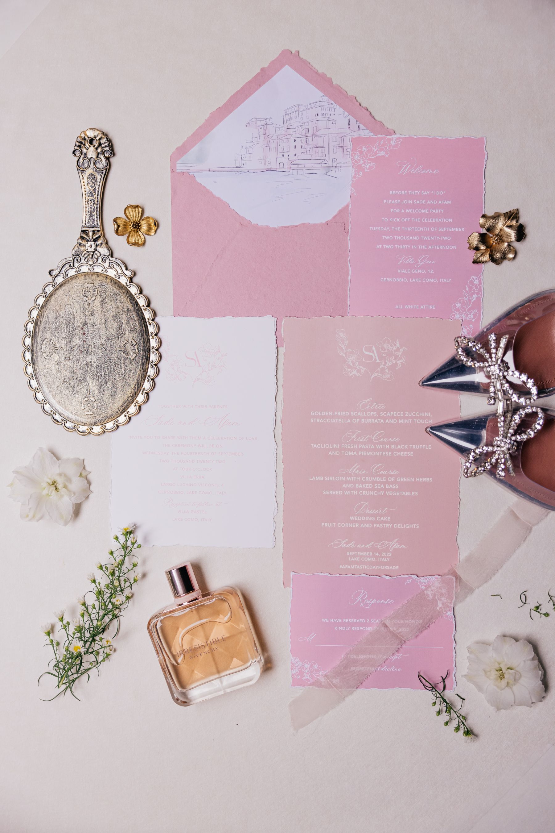 Blossoming Love by the Lake: Sade and Afam's Dreamy Celebration at Villa Erba and Villa Gastel photo