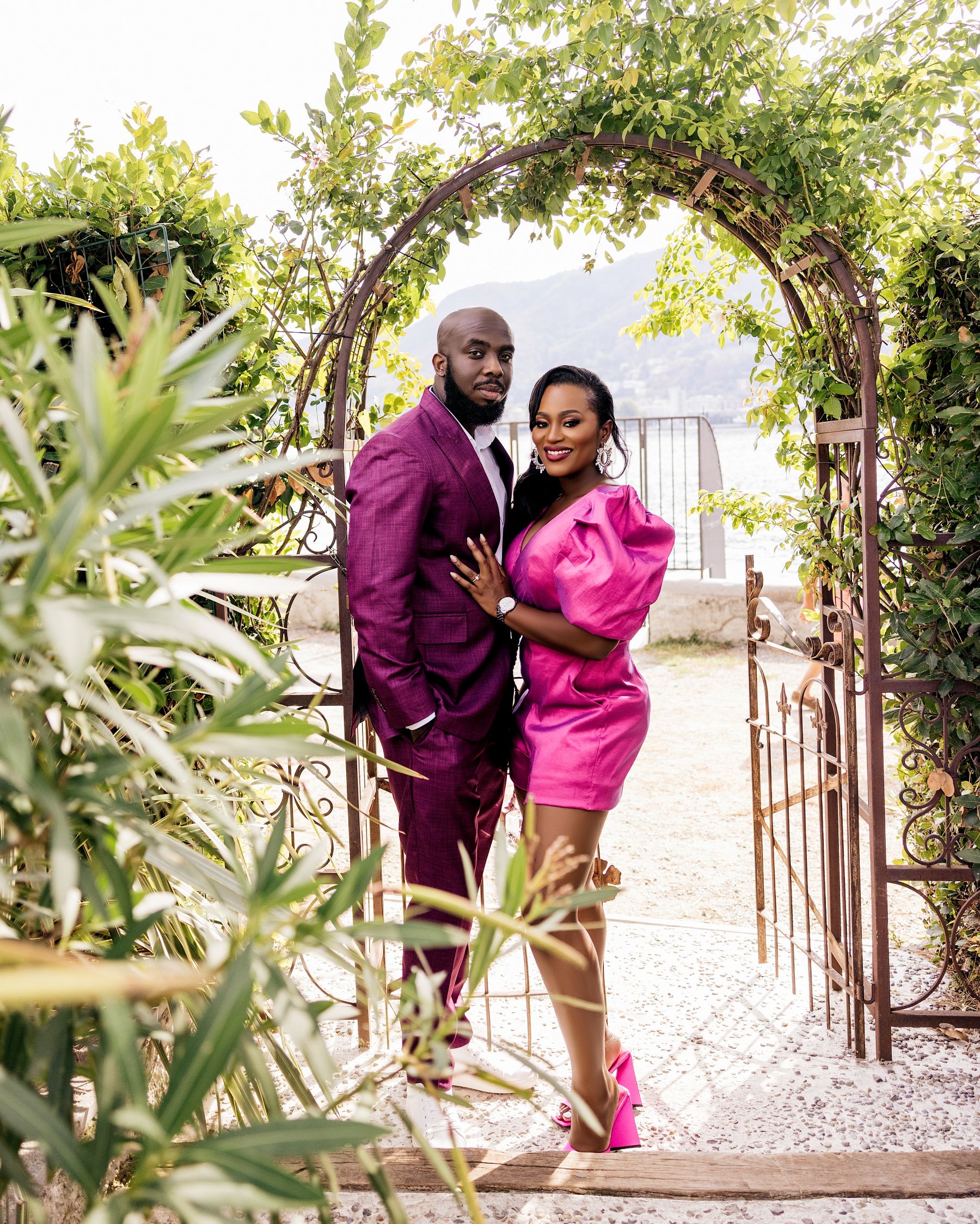 Blossoming Love by the Lake: Sade and Afam's Dreamy Celebration at Villa Erba and Villa Gastel photo