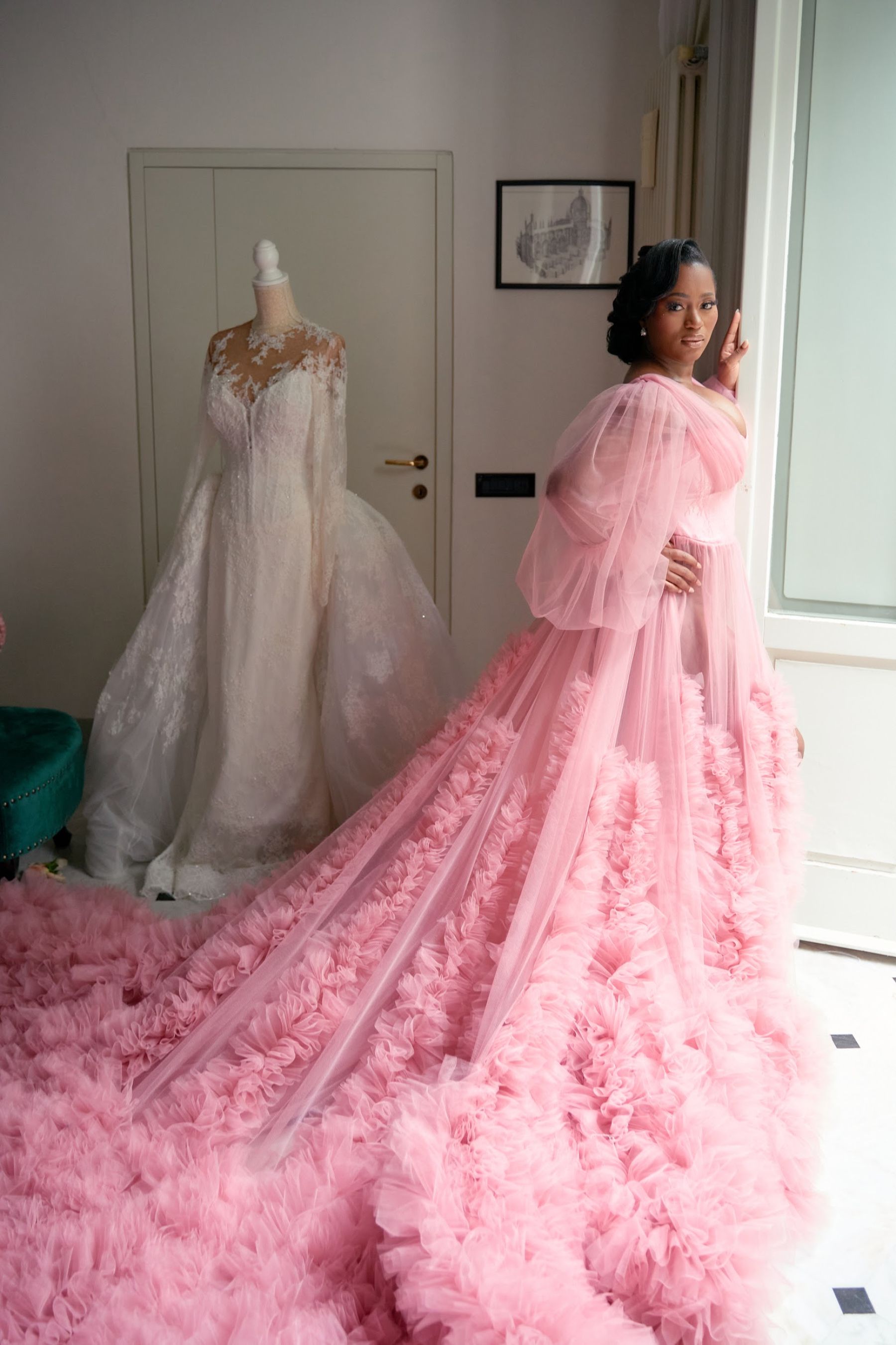 Blossoming Love by the Lake: Sade and Afam's Dreamy Celebration at Villa Erba and Villa Gastel photo