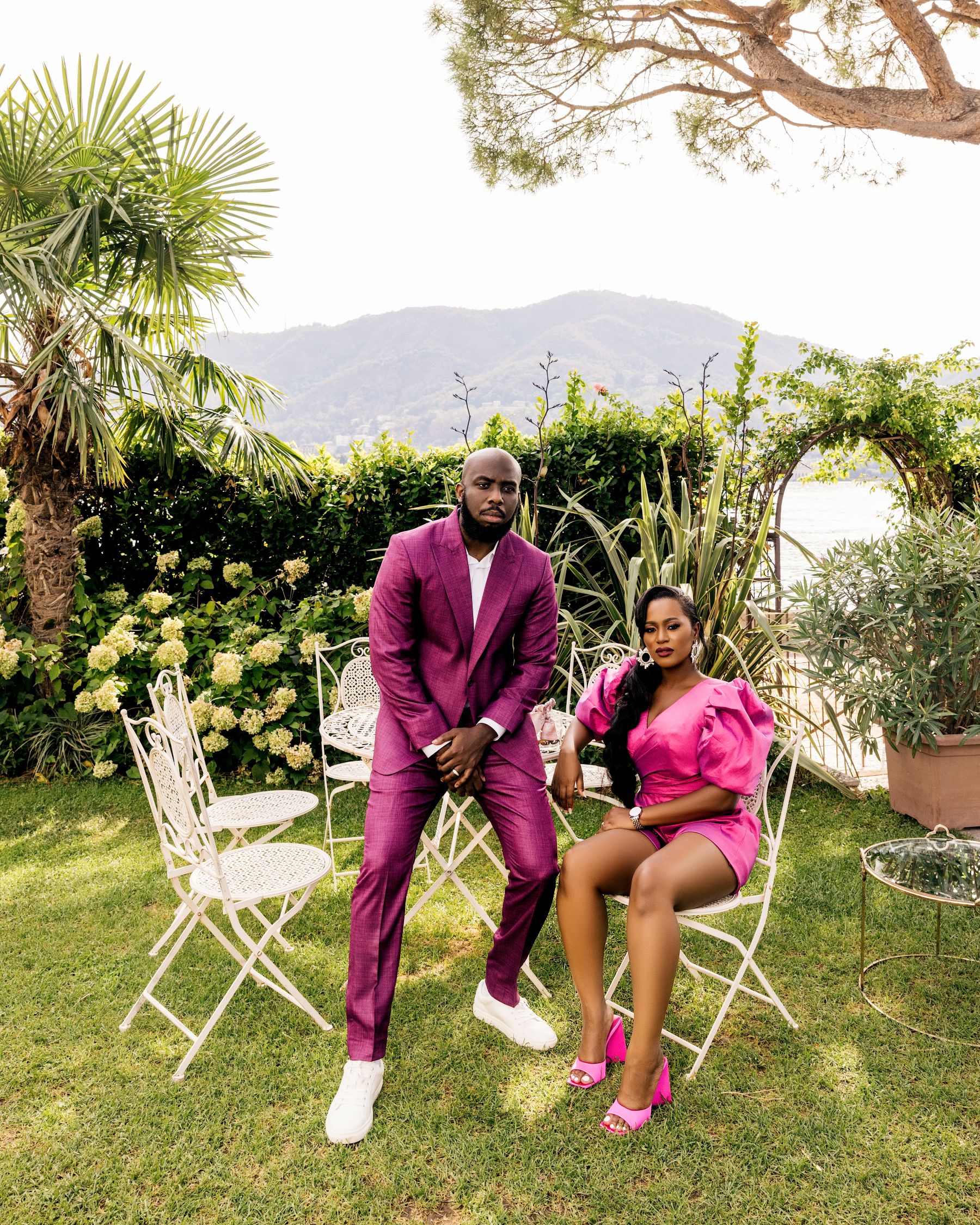 Blossoming Love by the Lake: Sade and Afam's Dreamy Celebration at Villa Erba and Villa Gastel photo