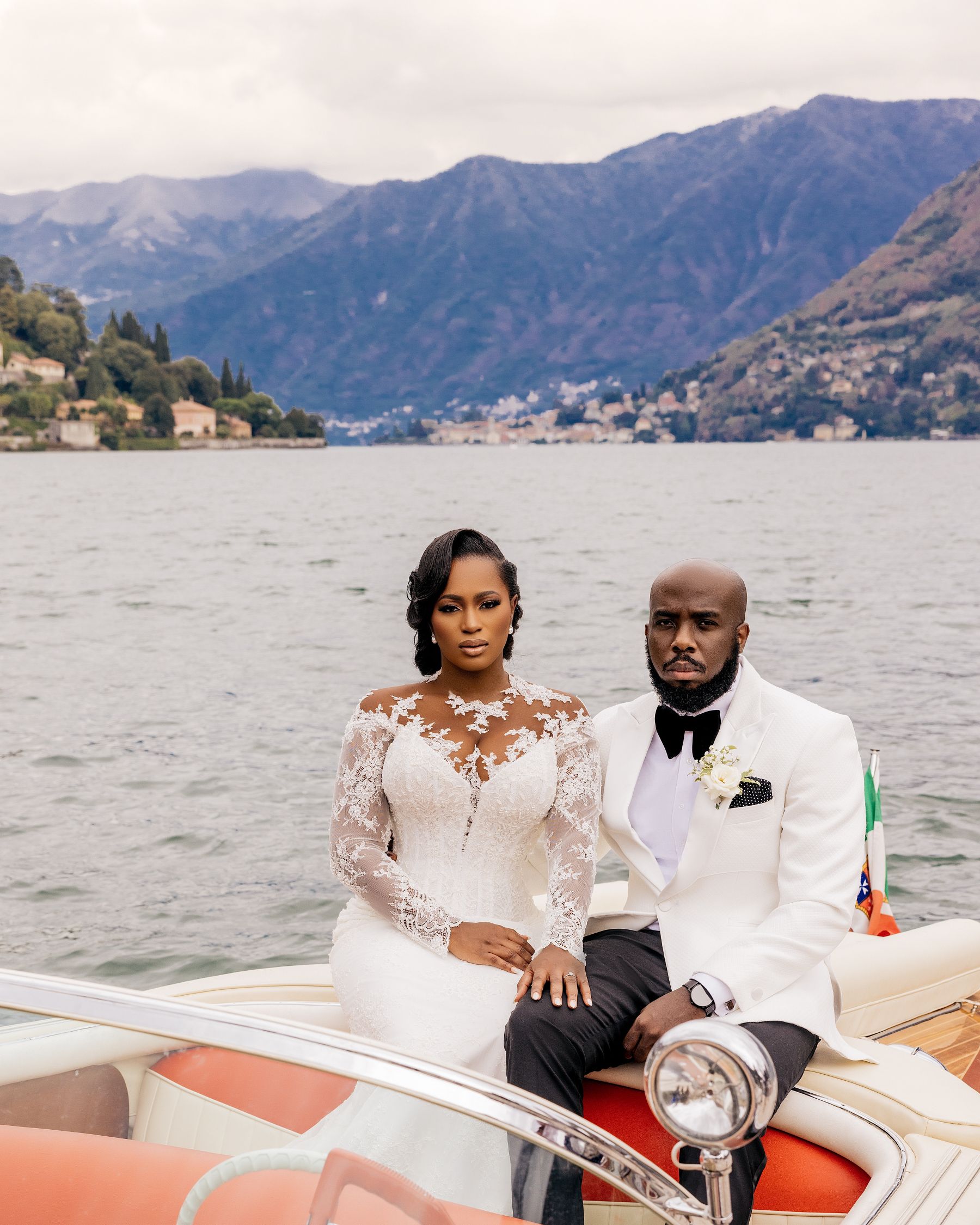 Blossoming Love by the Lake: Sade and Afam's Dreamy Celebration at Villa Erba and Villa Gastel photo