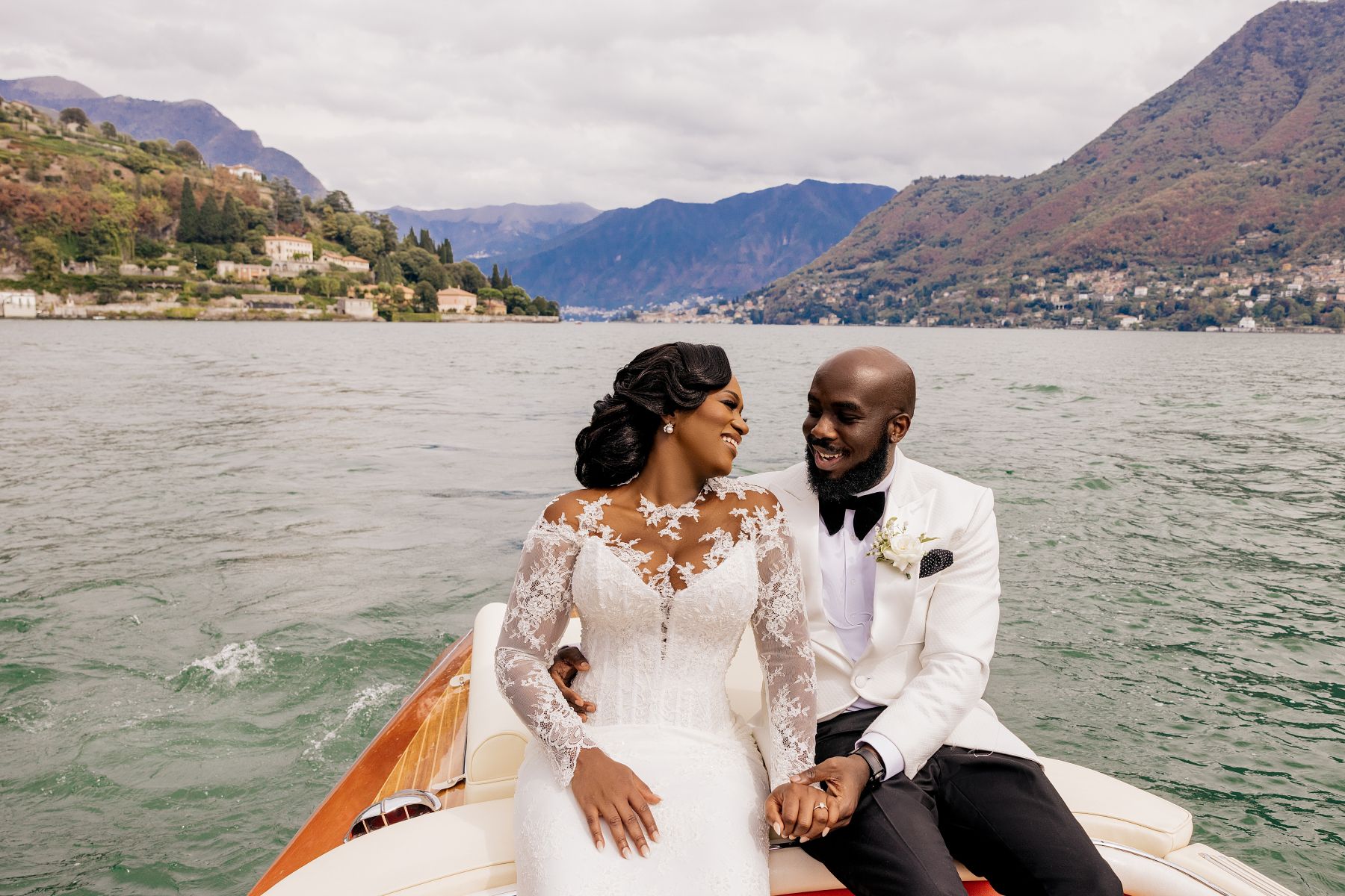 Blossoming Love by the Lake: Sade and Afam's Dreamy Celebration at Villa Erba and Villa Gastel photo