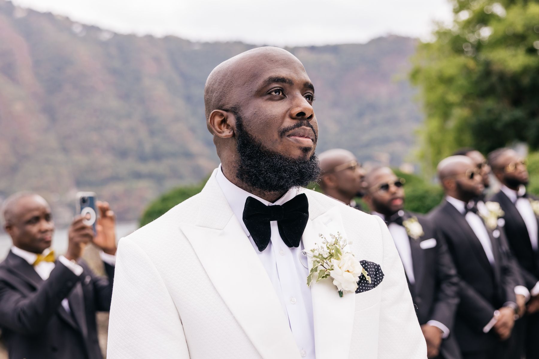 Blossoming Love by the Lake: Sade and Afam's Dreamy Celebration at Villa Erba and Villa Gastel photo