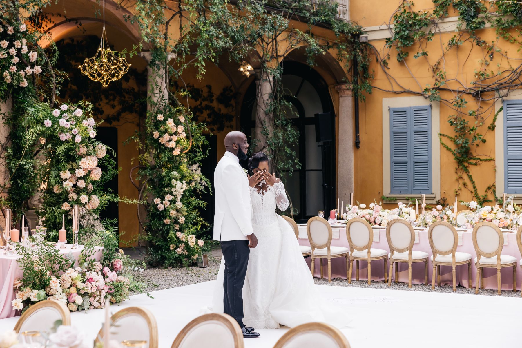 Blossoming Love by the Lake: Sade and Afam's Dreamy Celebration at Villa Erba and Villa Gastel photo