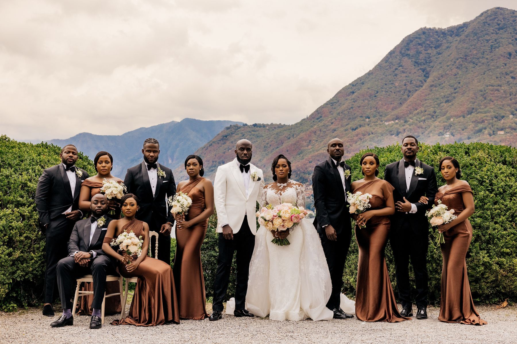 Blossoming Love by the Lake: Sade and Afam's Dreamy Celebration at Villa Erba and Villa Gastel photo