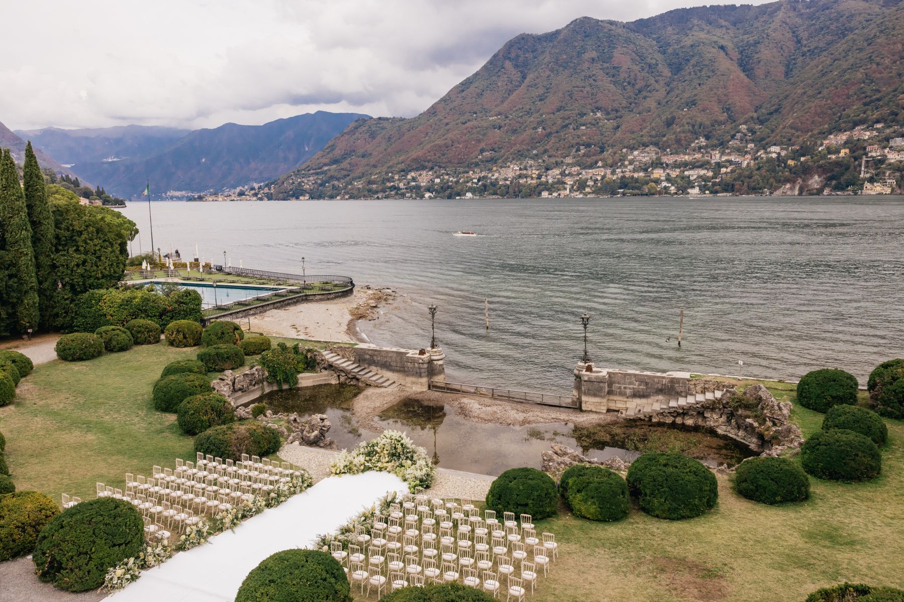 Blossoming Love by the Lake: Sade and Afam's Dreamy Celebration at Villa Erba and Villa Gastel photo