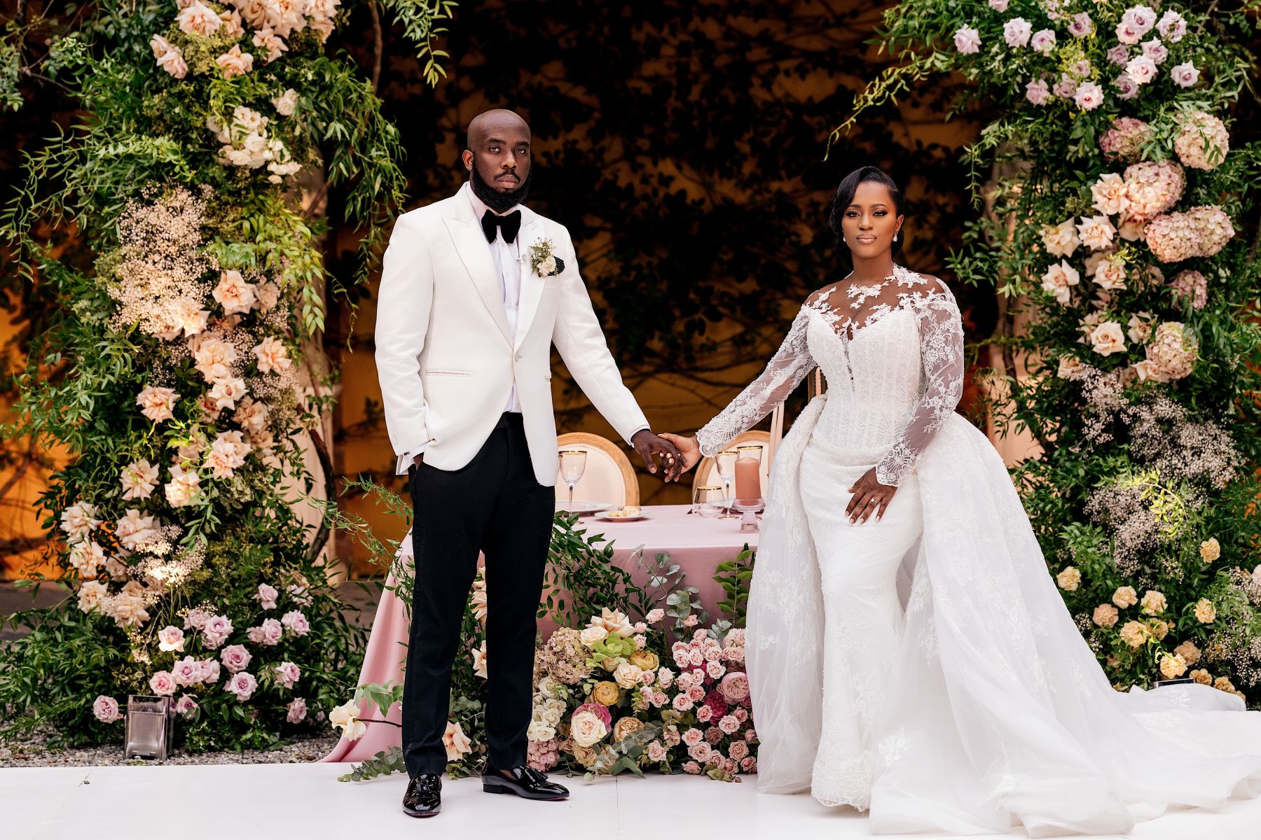 Blossoming Love by the Lake: Sade and Afam's Dreamy Celebration at Villa Erba and Villa Gastel photo