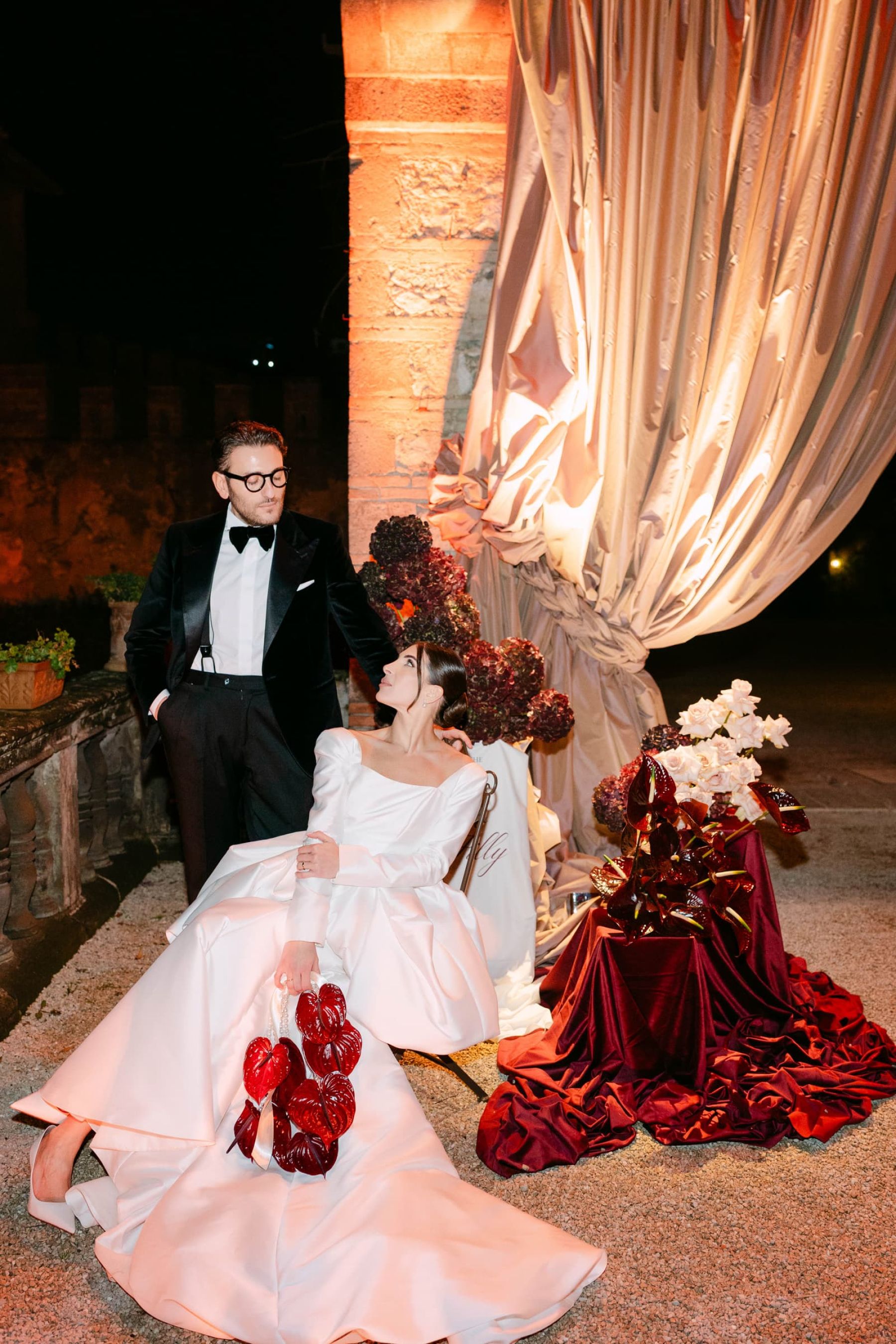 Candlelight, Burgundy, and a Michelin-Starred Feast: Filly &amp; Antonio's Wedding at Castello Lancellotti photo