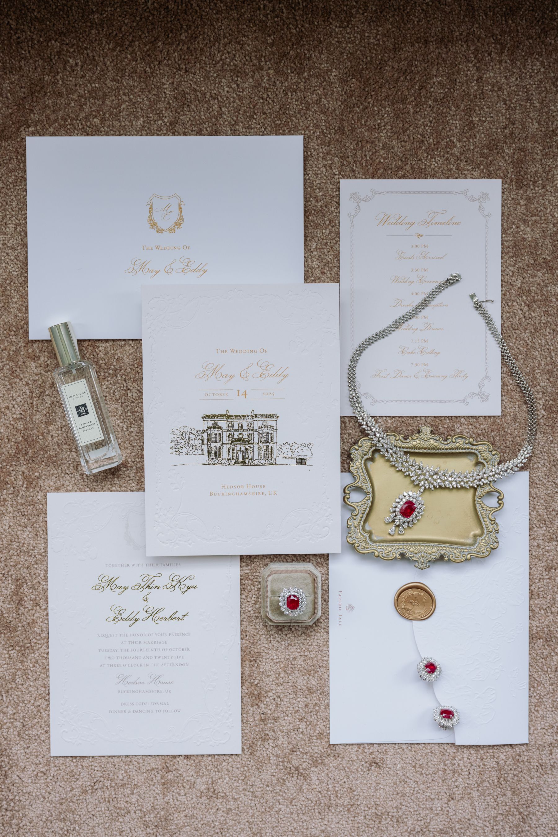 From Burma to the UK With Love: May &amp; Eddy's Rare Mogok Ruby Wedding at Hedsor House photo