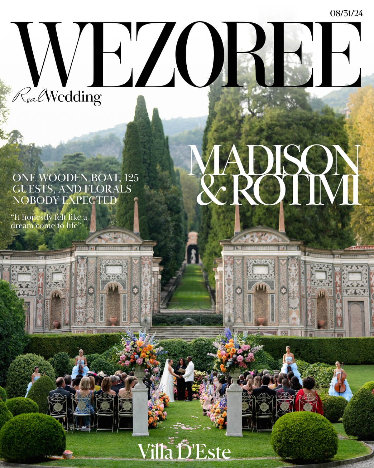 Madison & Rotimi's Wedding at Villa D'Este: One Wooden Boat, 125 Guests, and Florals Nobody Expected photo